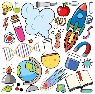 Colorful Science Objects and Icons Vector Set illustration